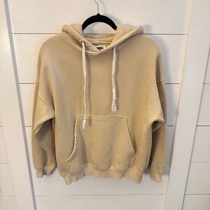 VANCARHELL Men M Hooded Sweatshirt tan cotton gorpcore casual activewear graphic